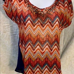 Miss Me sheer Aztec print top.